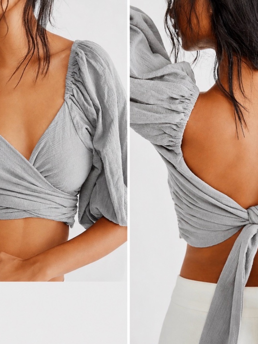 Women’s Gray Free People Wrap Top